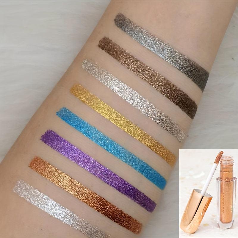 8 Colors Golden Brown Glitter Eyeshadow Set - Long Lasting Formula