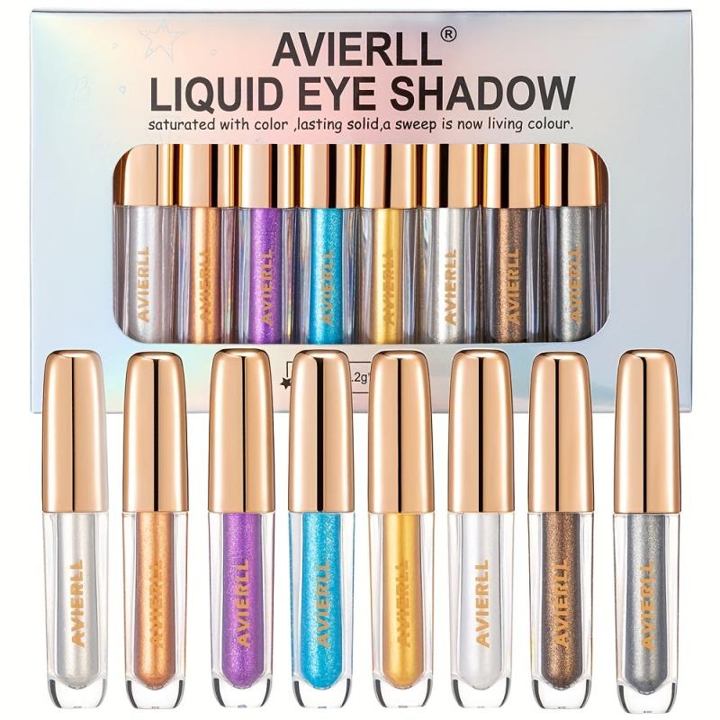8 Colors Golden Brown Glitter Eyeshadow Set - Long Lasting Formula