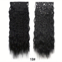 6pcs 50.8cm Corn Wavy Hair Extensions Clip-In Curly Hair Thick Hairpieces Women