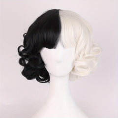 Short Curly Wig Two Tone Wig Synthetic Wig With Bangs Movie Cosplay Wig