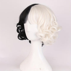Short Curly Wig Two Tone Wig Synthetic Wig With Bangs Movie Cosplay Wig