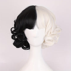 Short Curly Wig Two Tone Wig Synthetic Wig With Bangs Movie Cosplay Wig
