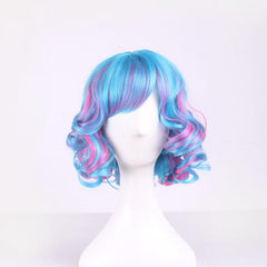 Short Curly Wig Two Tone Wig Synthetic Wig With Bangs Movie Cosplay Wig