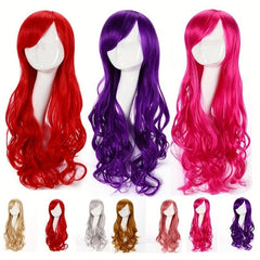 66cm Long Curly Colorful Synthetic Wigs For Women - Daily Use Party Cosplay Wig