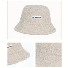 Women's Winter Lamb Wool Bucket Hat Faux Fur Fisherman Hats