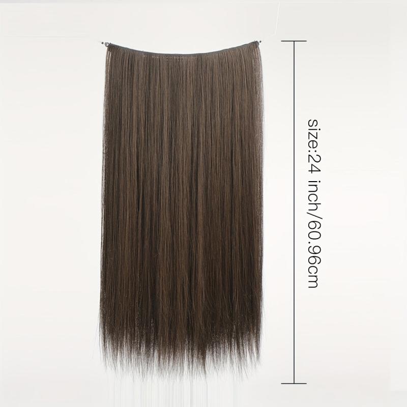 Straight Synthetic Fishing Line Hair Extensions Clips