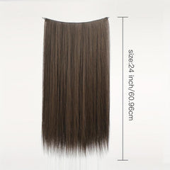 Straight Synthetic Fishing Line Hair Extensions Clips