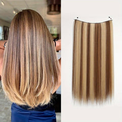 Straight Synthetic Fishing Line Hair Extensions Clips