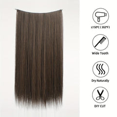 Straight Synthetic Fishing Line Hair Extensions Clips