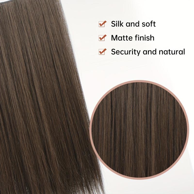 Straight Synthetic Fishing Line Hair Extensions Clips