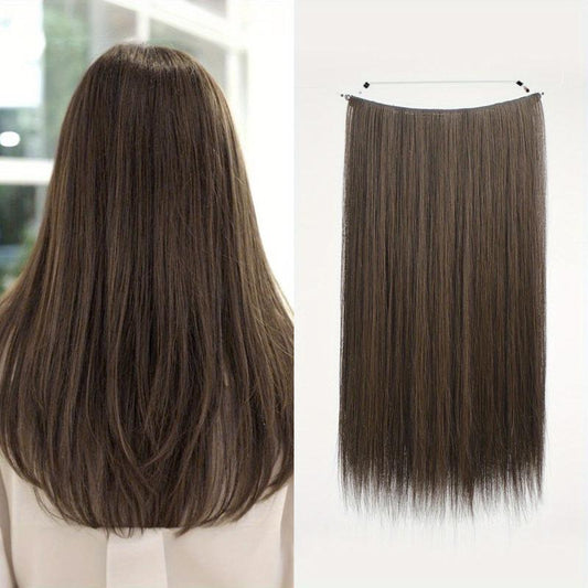 Straight Synthetic Fishing Line Hair Extensions Clips