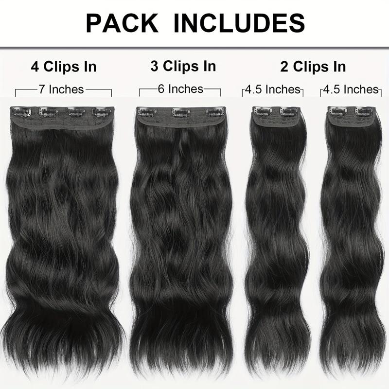 Long Straight Hair Extensions 8 Cm Clip In Synthetic Fiber Hair Pieces