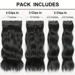 Long Straight Hair Extensions 8 Cm Clip In Synthetic Fiber Hair Pieces