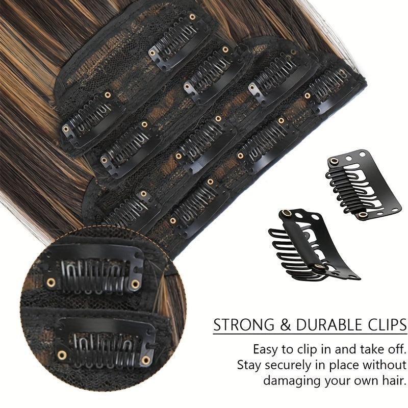 Long Straight Hair Extensions 8 Cm Clip In Synthetic Fiber Hair Pieces