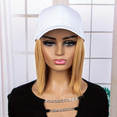 Short Bob Straight Wig With Baseball Cap