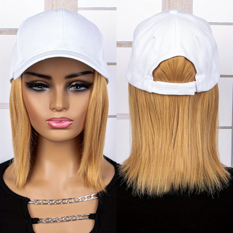 Short Bob Straight Wig With Baseball Cap