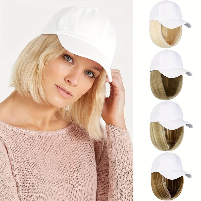 Short Bob Straight Wig With Baseball Cap