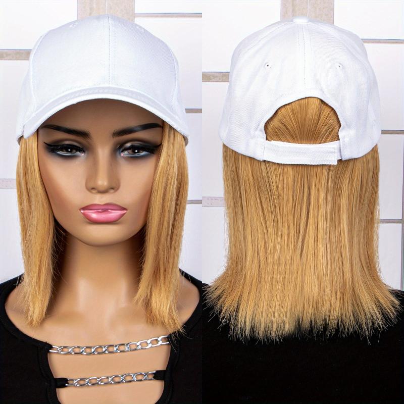 Short Bob Straight Wig With Baseball Cap