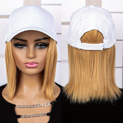 Short Bob Straight Wig With Baseball Cap