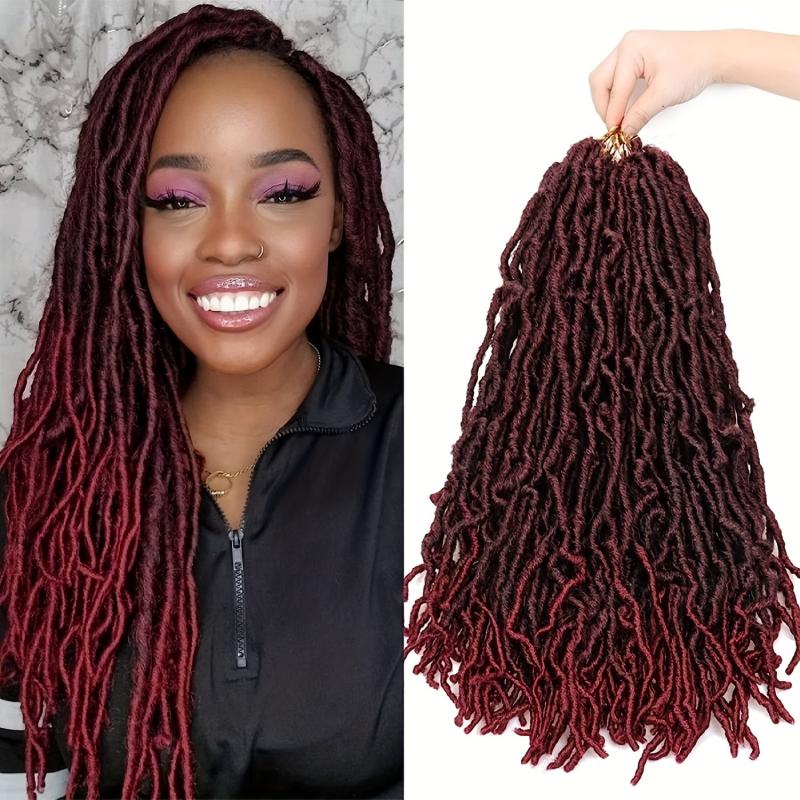 Ombre Burgundy Goddess Locs Crochet Hair 2 Packs Soft Locs Prelooped