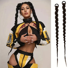 66 Cm Long Braided Hair Ponytail Extensions Twist Braid Ponytail