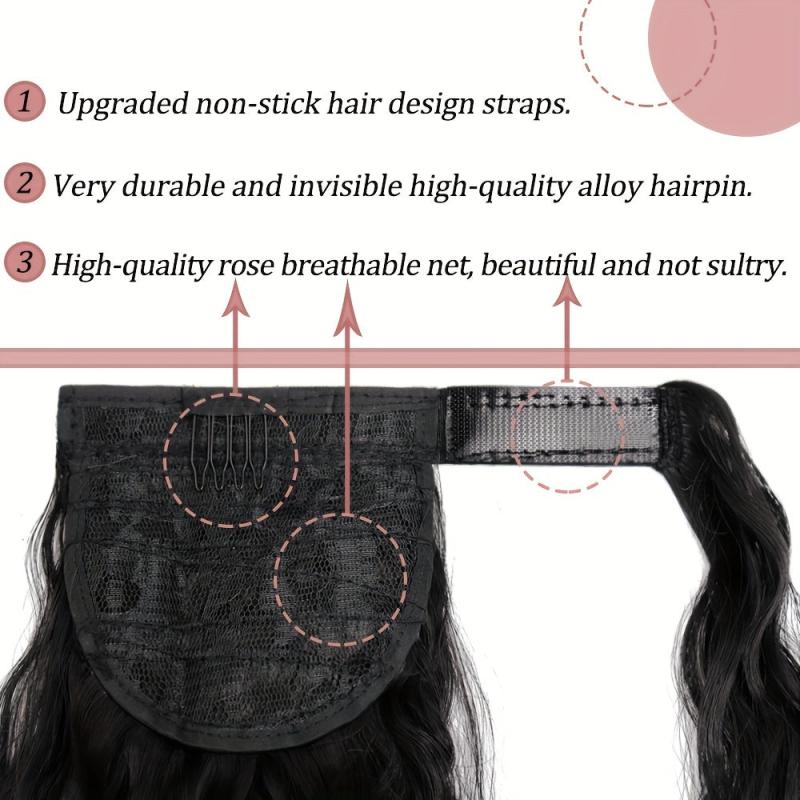 55 88 Cm Long Wavy Ponytail Extensions Hair Tie Clip In Wrap Around Ponytail