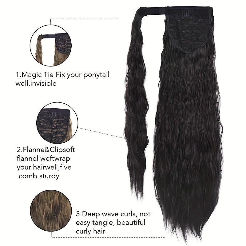 55 88 Cm Long Wavy Ponytail Extensions Hair Tie Clip In Wrap Around Ponytail