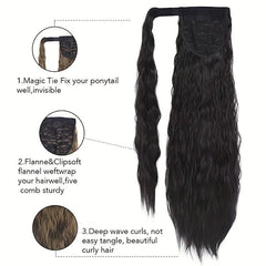 55 88 Cm Long Wavy Ponytail Extensions Hair Tie Clip In Wrap Around Ponytail