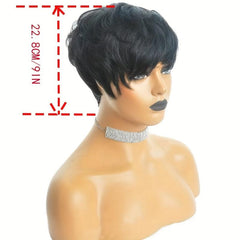 Burgundy Short Wavy Pixie Cut Wig with Bangs