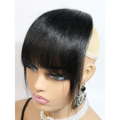Human Hair Wigs Clip In Bangs With Sideburns