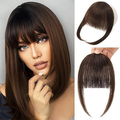 Human Hair Wigs Clip In Bangs With Sideburns