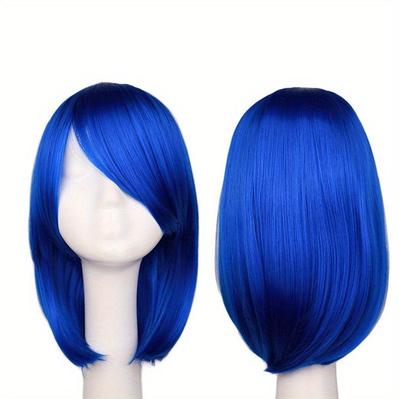 Pink Short Bob Wig with Bangs for Women Cosplay Halloween Party