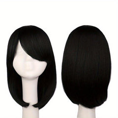 Pink Short Bob Wig with Bangs for Women Cosplay Halloween Party