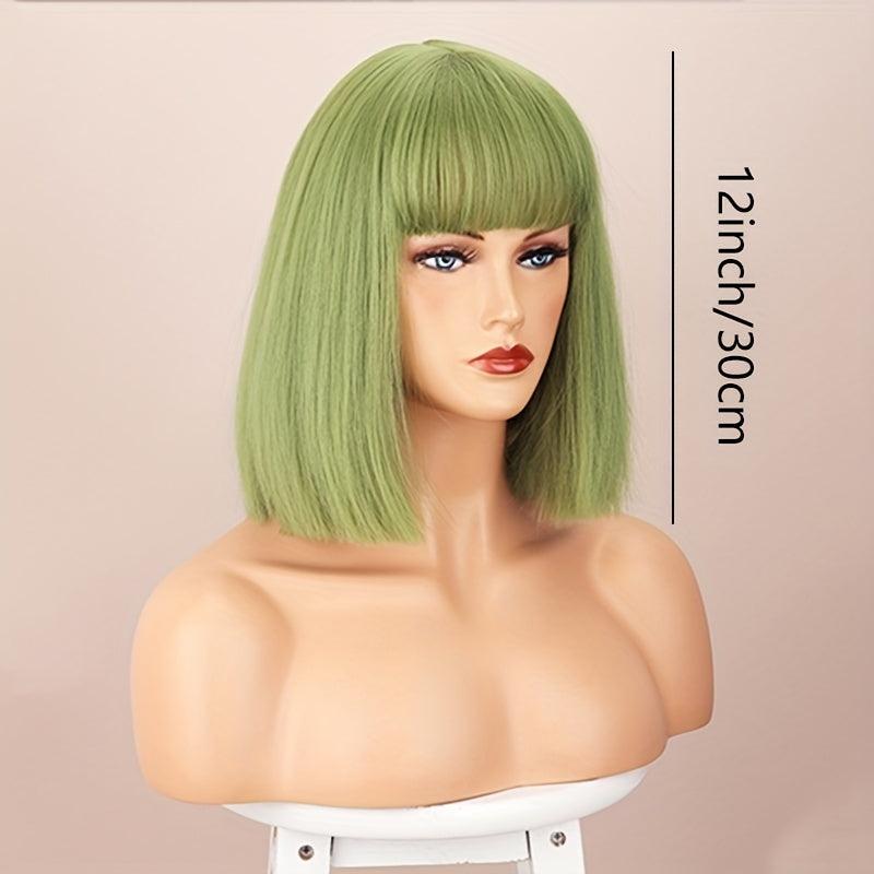 Burgundy Shoulder Length Bob Wig with Bangs