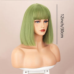 Burgundy Shoulder Length Bob Wig with Bangs