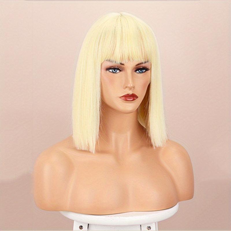 Burgundy Shoulder Length Bob Wig with Bangs
