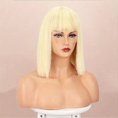 Burgundy Shoulder Length Bob Wig with Bangs