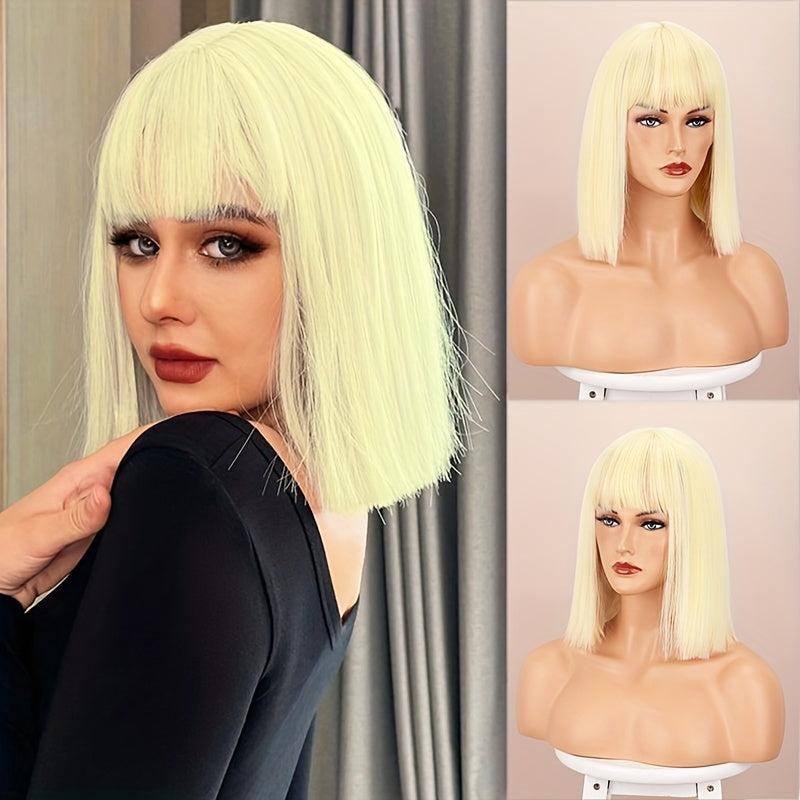 Burgundy Shoulder Length Bob Wig with Bangs