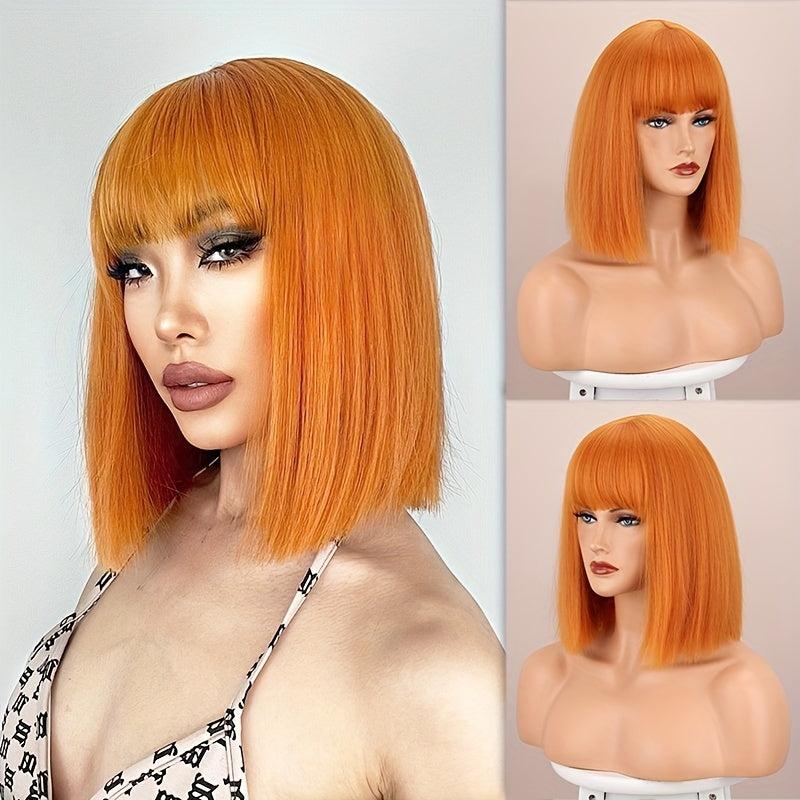 Burgundy Shoulder Length Bob Wig with Bangs