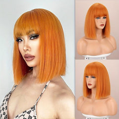 Burgundy Shoulder Length Bob Wig with Bangs