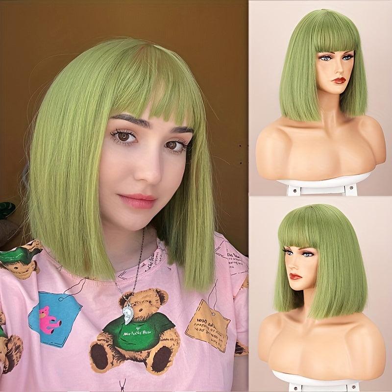 Burgundy Shoulder Length Bob Wig with Bangs