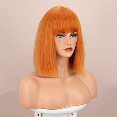 Burgundy Shoulder Length Bob Wig with Bangs