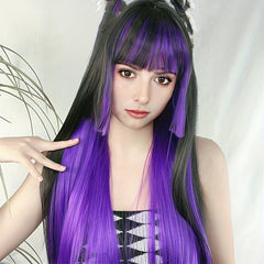 Long Straight Ombre Synthetic Wigs With Bangs For Women