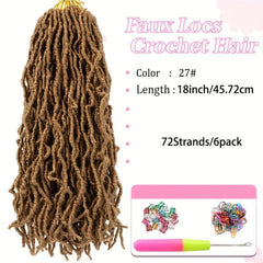 45.72 cm 6 Packs Soft Faux Locs Crochet Hair Extensions Pre Looped