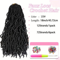 45.72 cm 6 Packs Soft Faux Locs Crochet Hair Extensions Pre Looped