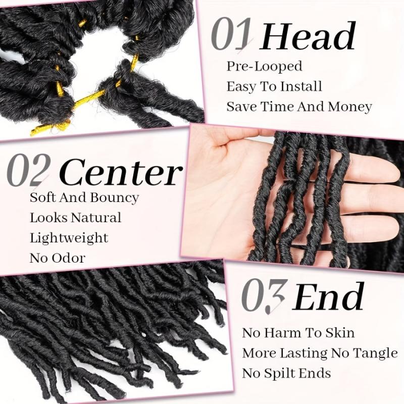 45.72 cm 6 Packs Soft Faux Locs Crochet Hair Extensions Pre Looped