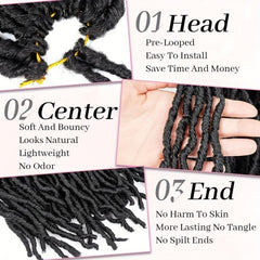 45.72 cm 6 Packs Soft Faux Locs Crochet Hair Extensions Pre Looped