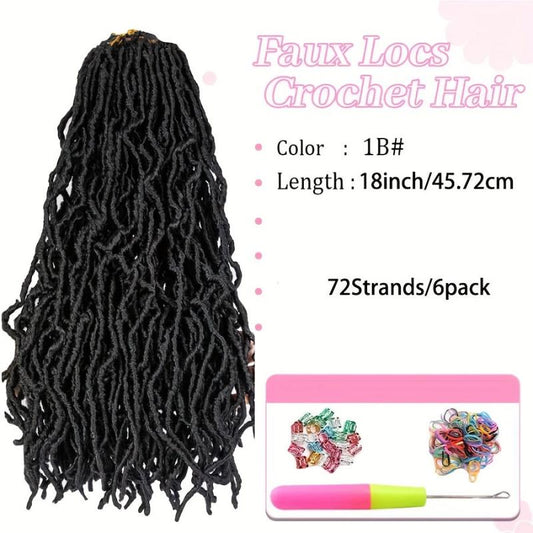 45.72 cm 6 Packs Soft Faux Locs Crochet Hair Extensions Pre Looped