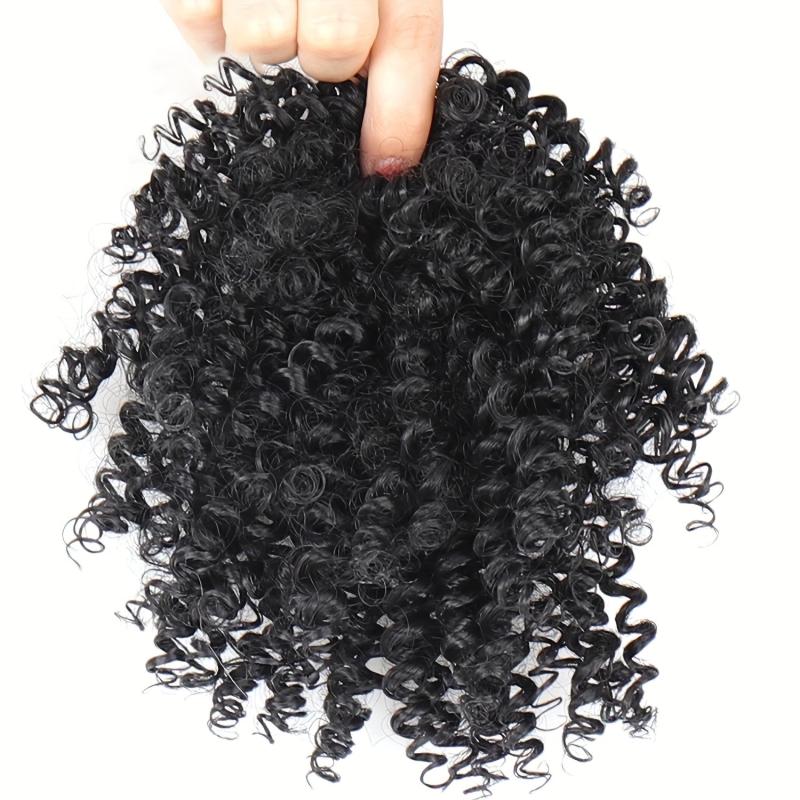 Curly Wavy Ponytail Extensions Afro Bun Hair Pieces