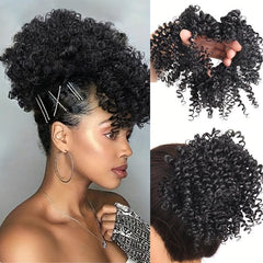 Curly Wavy Ponytail Extensions Afro Bun Hair Pieces